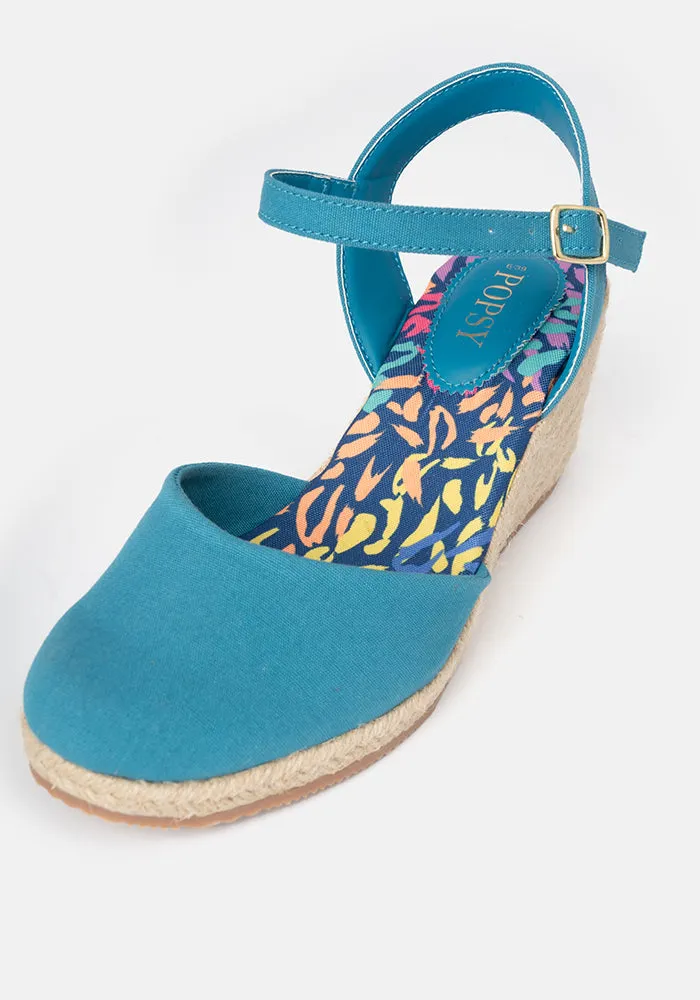 Popsy Teal Espadrille Wedges