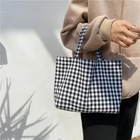 Portable Beach Lunch Bag | Japanese Plaid Cotton | Stylish and Simple Tote for Picnics and Outdoor Fun | Perfect for Women, Kids, and Family Outings