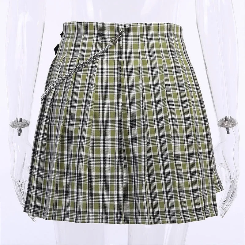 "GREEN PLAID" SKIRT