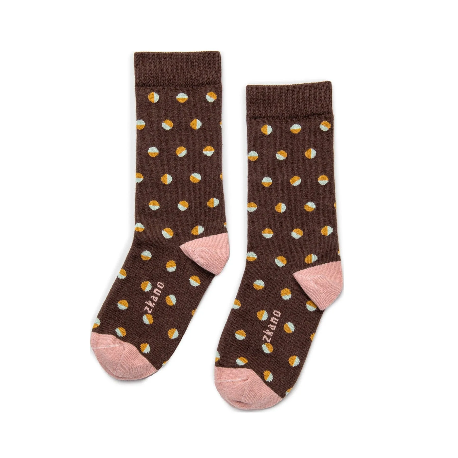 Retro Dots - Organic Cotton Crew Socks - Cocoa