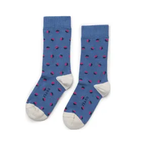 Retro Dots - Organic Cotton Crew Socks - Cornflower