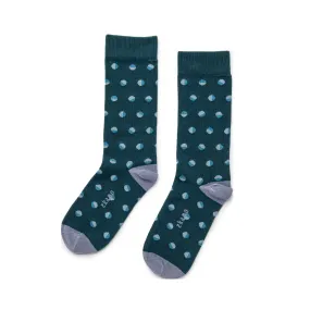 Retro Dots - Organic Cotton Crew Socks - Evergreen