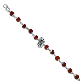 Rudraksha Silver Shiva Damru Bracelet