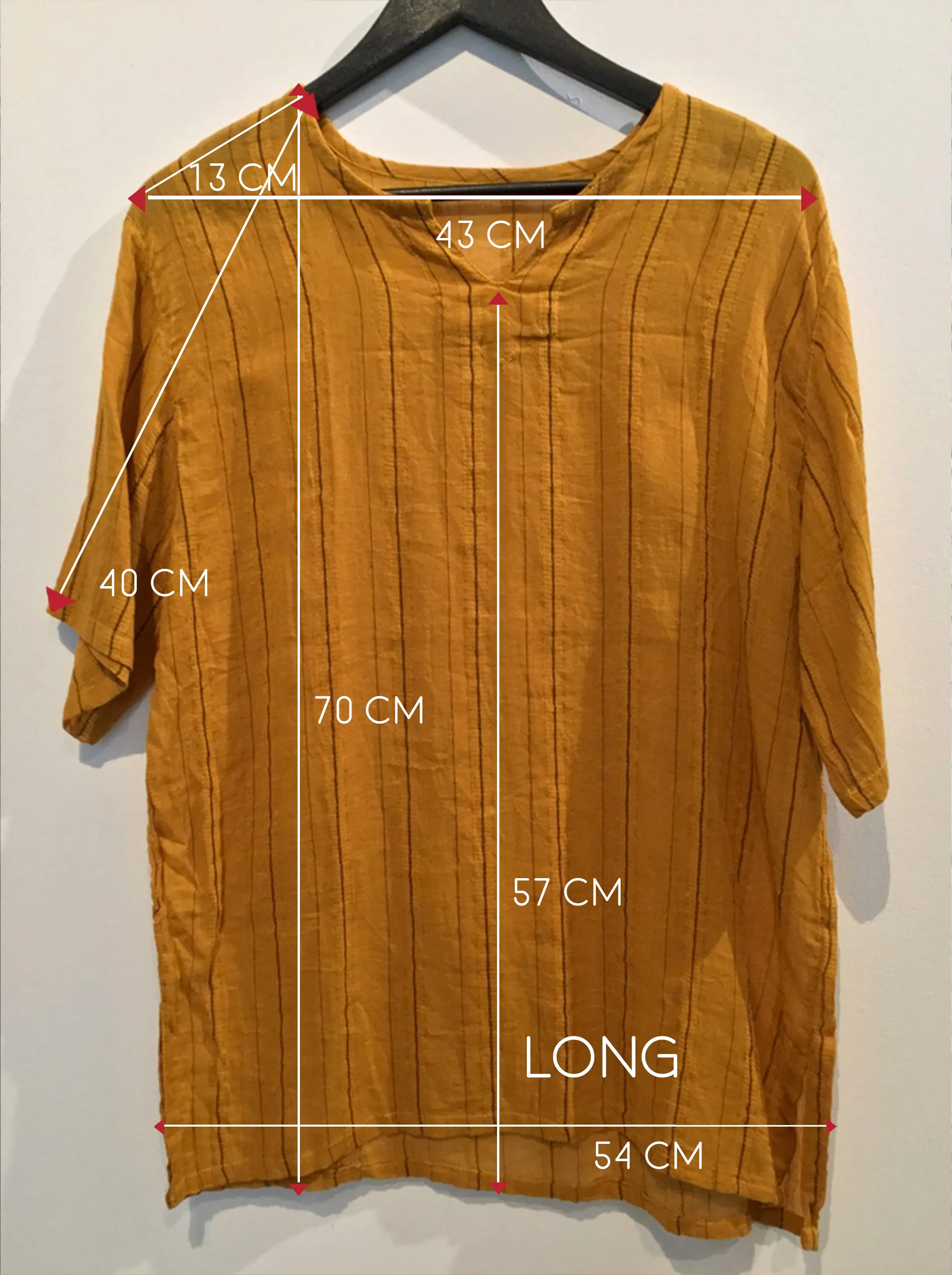 Striped Short Mustard Kurta