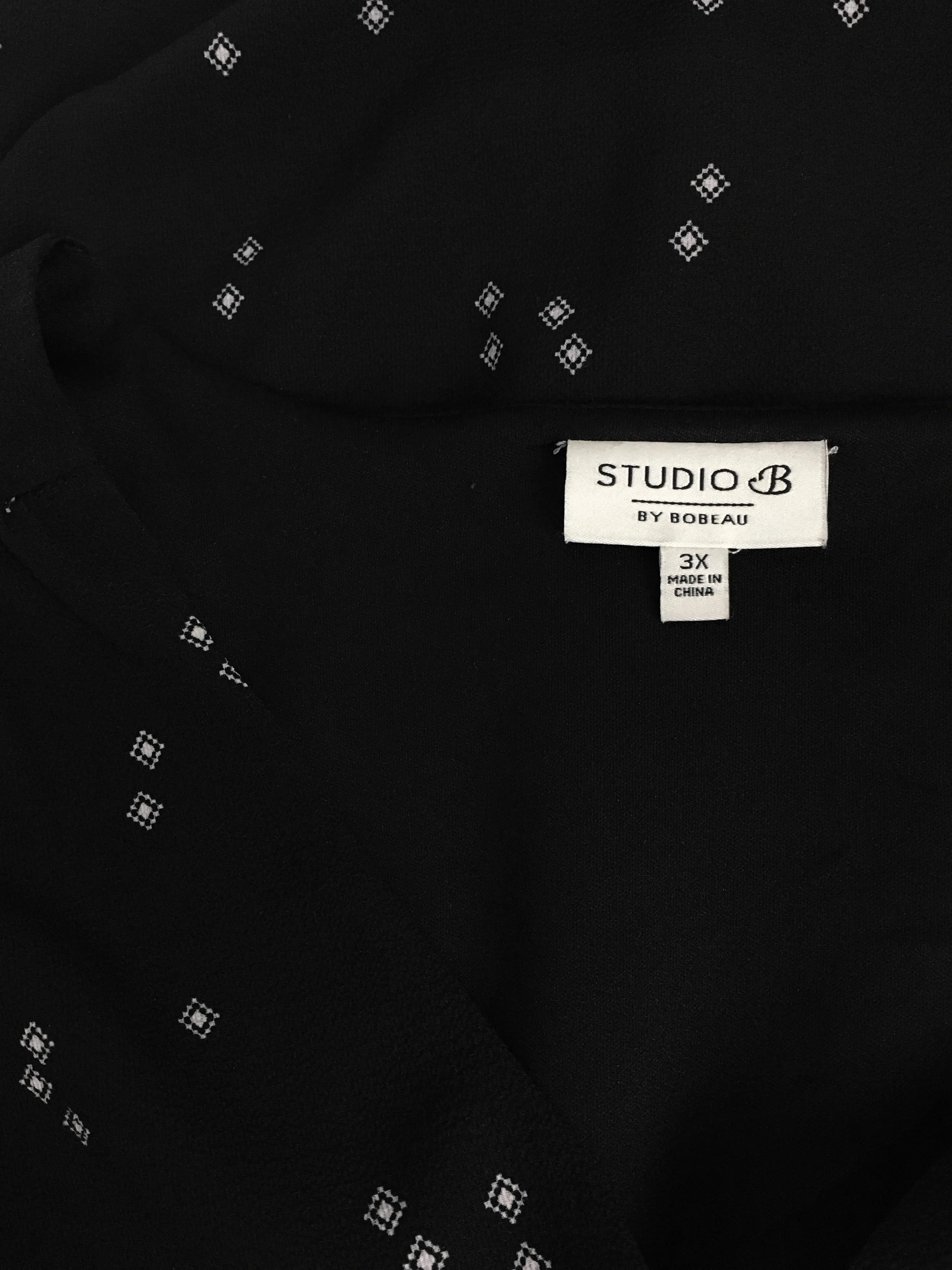 Studio B Size 3X Black & White Faux Wrap Square Dots Dress