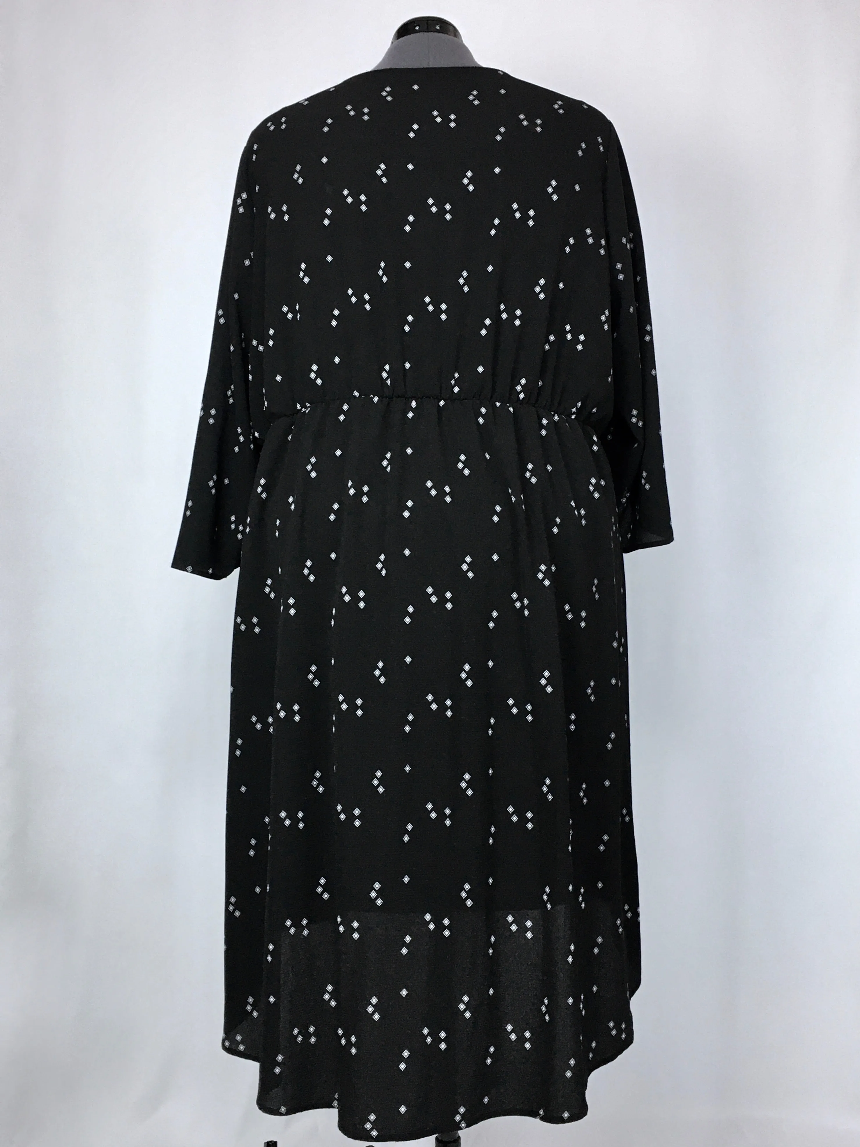 Studio B Size 3X Black & White Faux Wrap Square Dots Dress