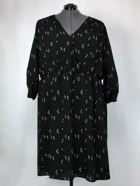 Studio B Size 3X Black & White Faux Wrap Square Dots Dress