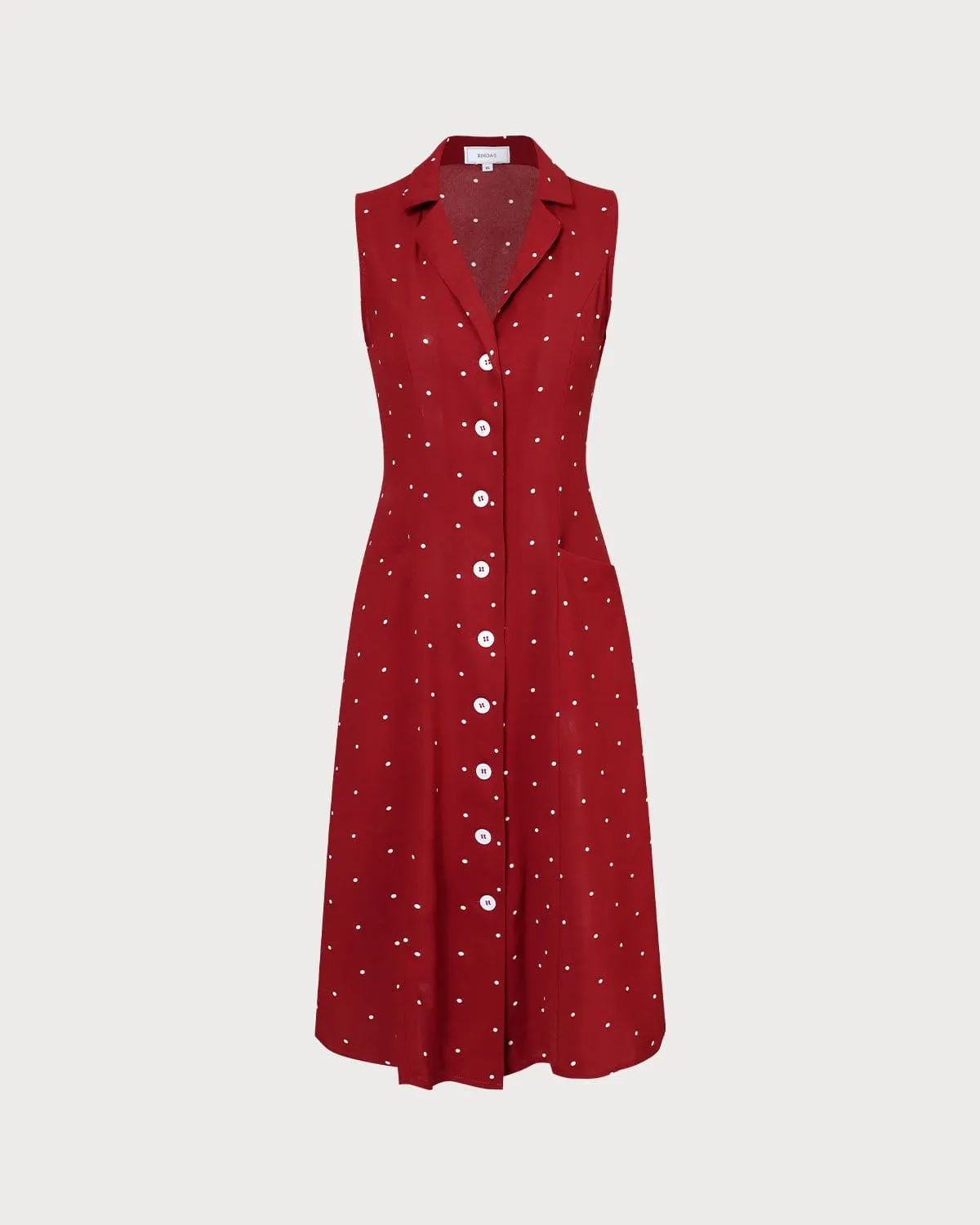 The Red V Neck Polka Dot Tie Back Midi Dress