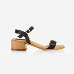 The Social Heeled Sandal Black Micro Pebble