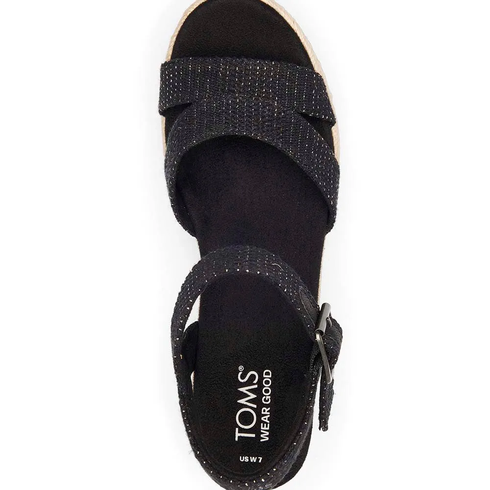 Toms Women Audrey Black Metallic Wedge Sandal