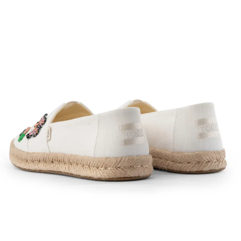 TOMS X Fizzy Goblet Satin Butterfly Sweetheart White Espadrilles