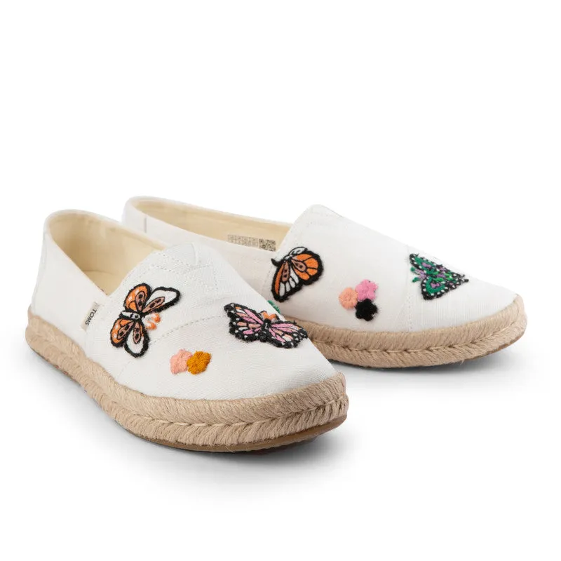 TOMS X Fizzy Goblet Satin Butterfly Sweetheart White Espadrilles