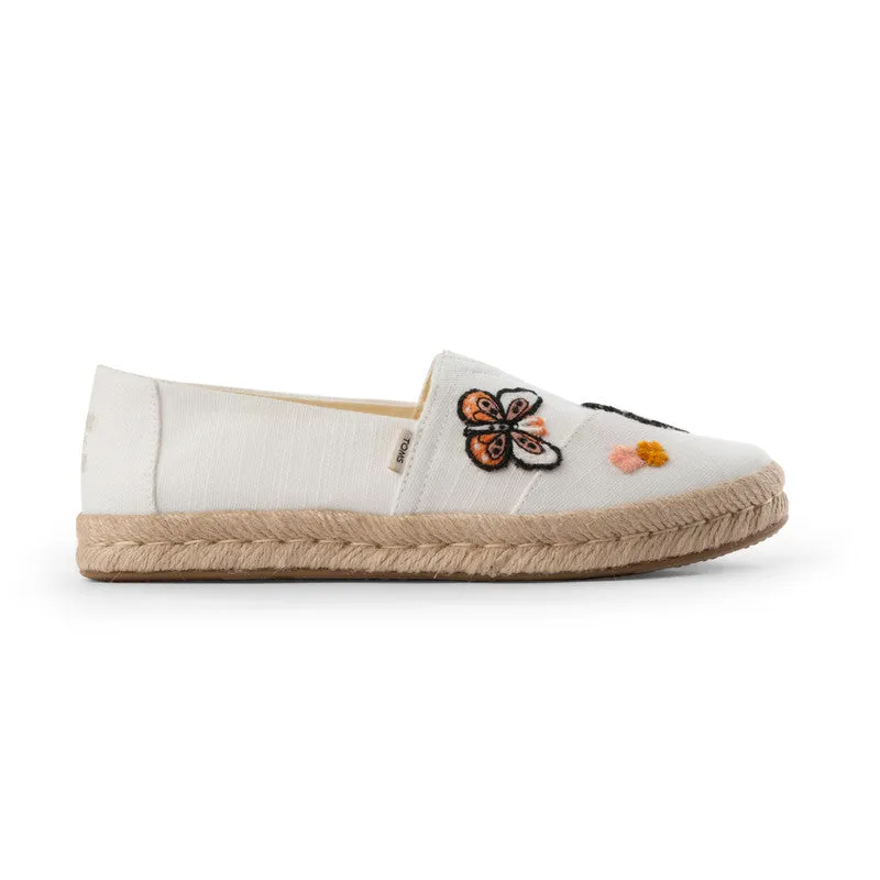 TOMS X Fizzy Goblet Satin Butterfly Sweetheart White Espadrilles