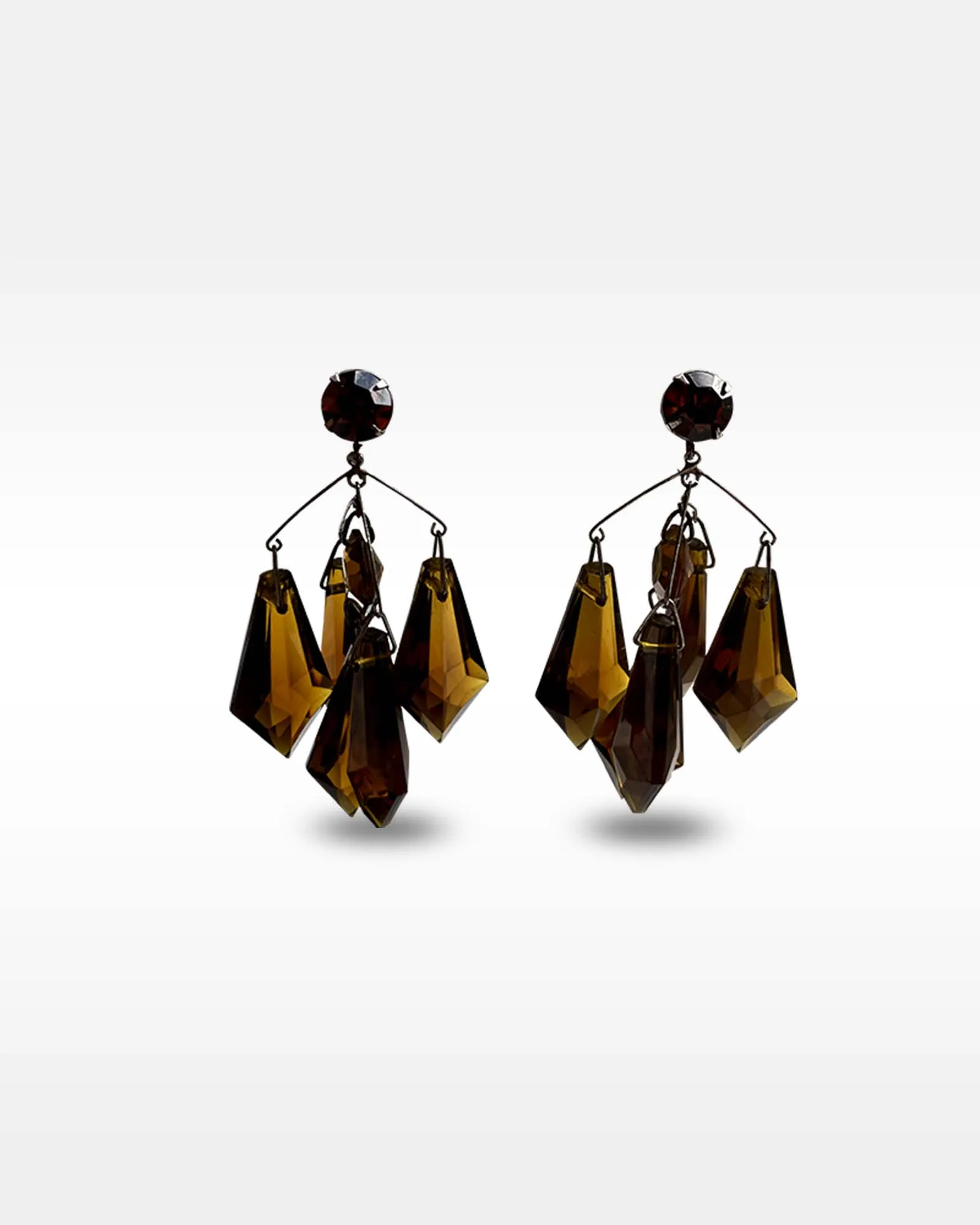 Vogue Brown Plastic Chandelier Clip Earrings