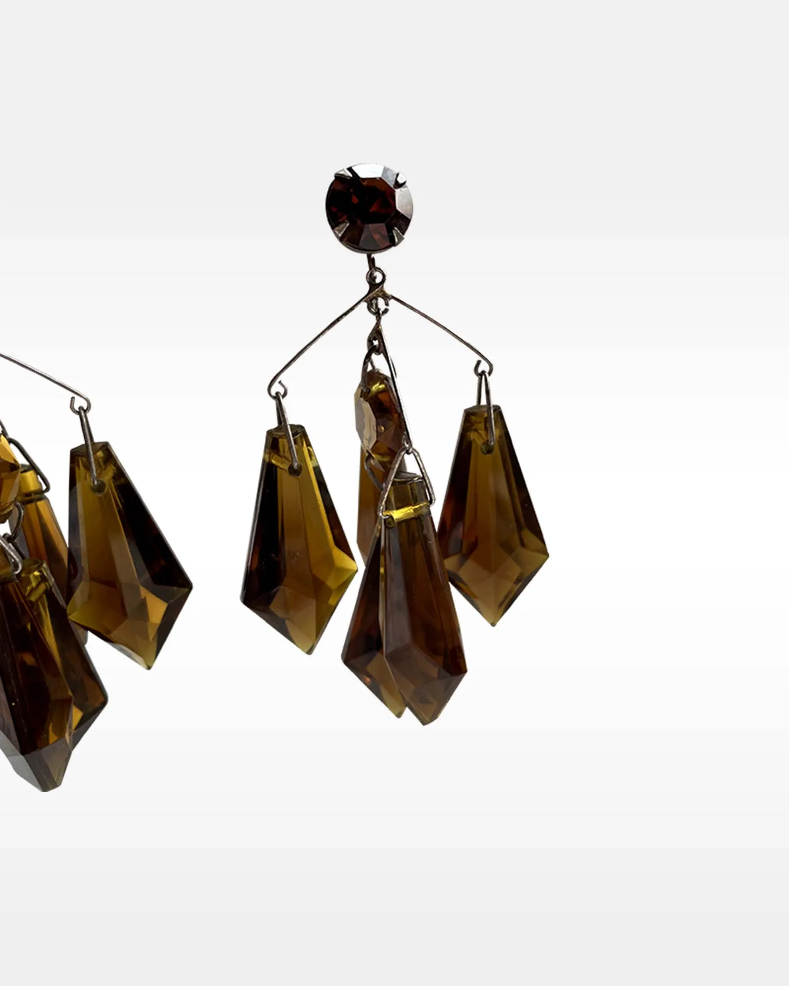 Vogue Brown Plastic Chandelier Clip Earrings