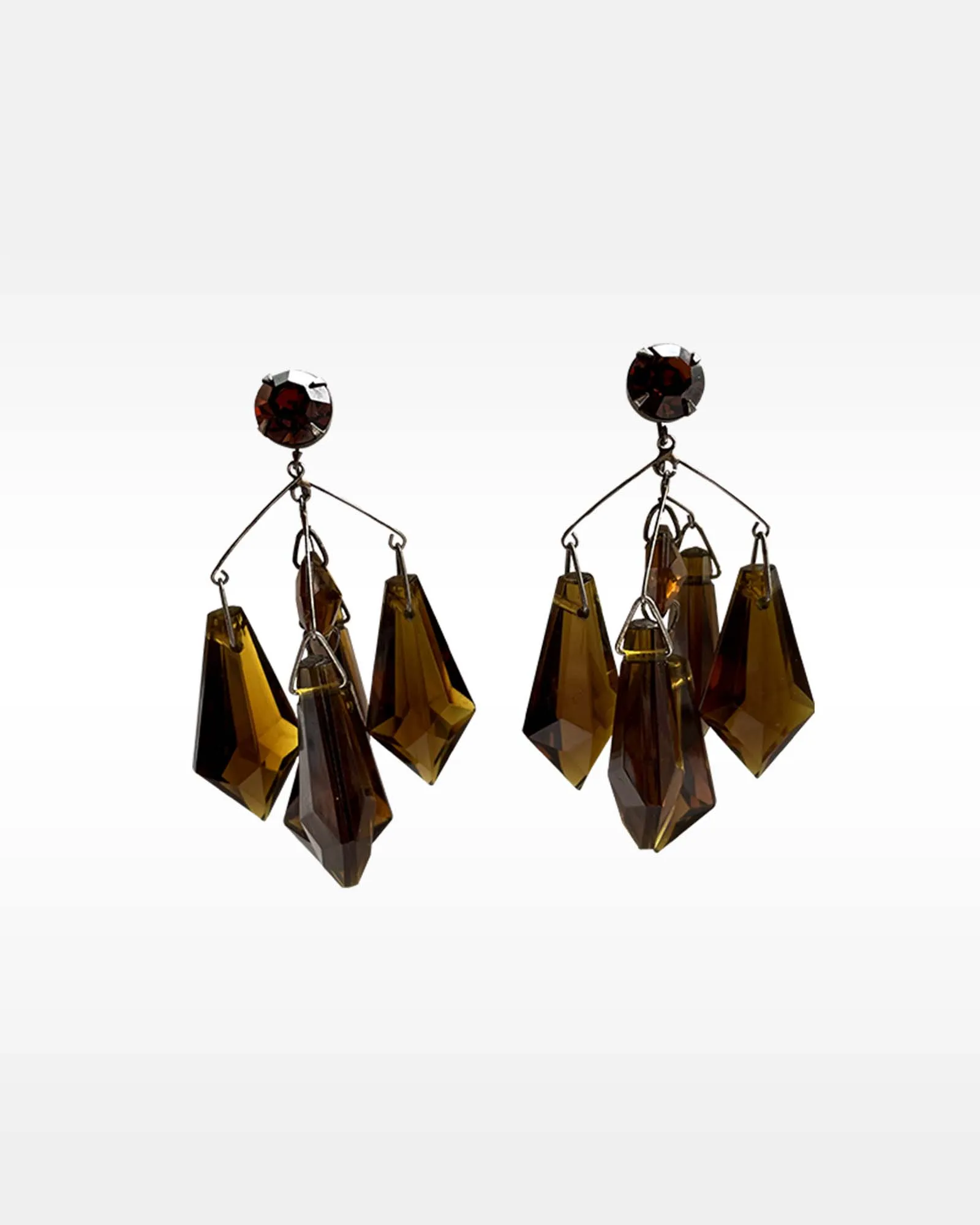 Vogue Brown Plastic Chandelier Clip Earrings