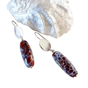 Winterfell Earrings - Beautiful Agate Gemstone Barrel Dangle | KJ-023E | Artisan Earrings