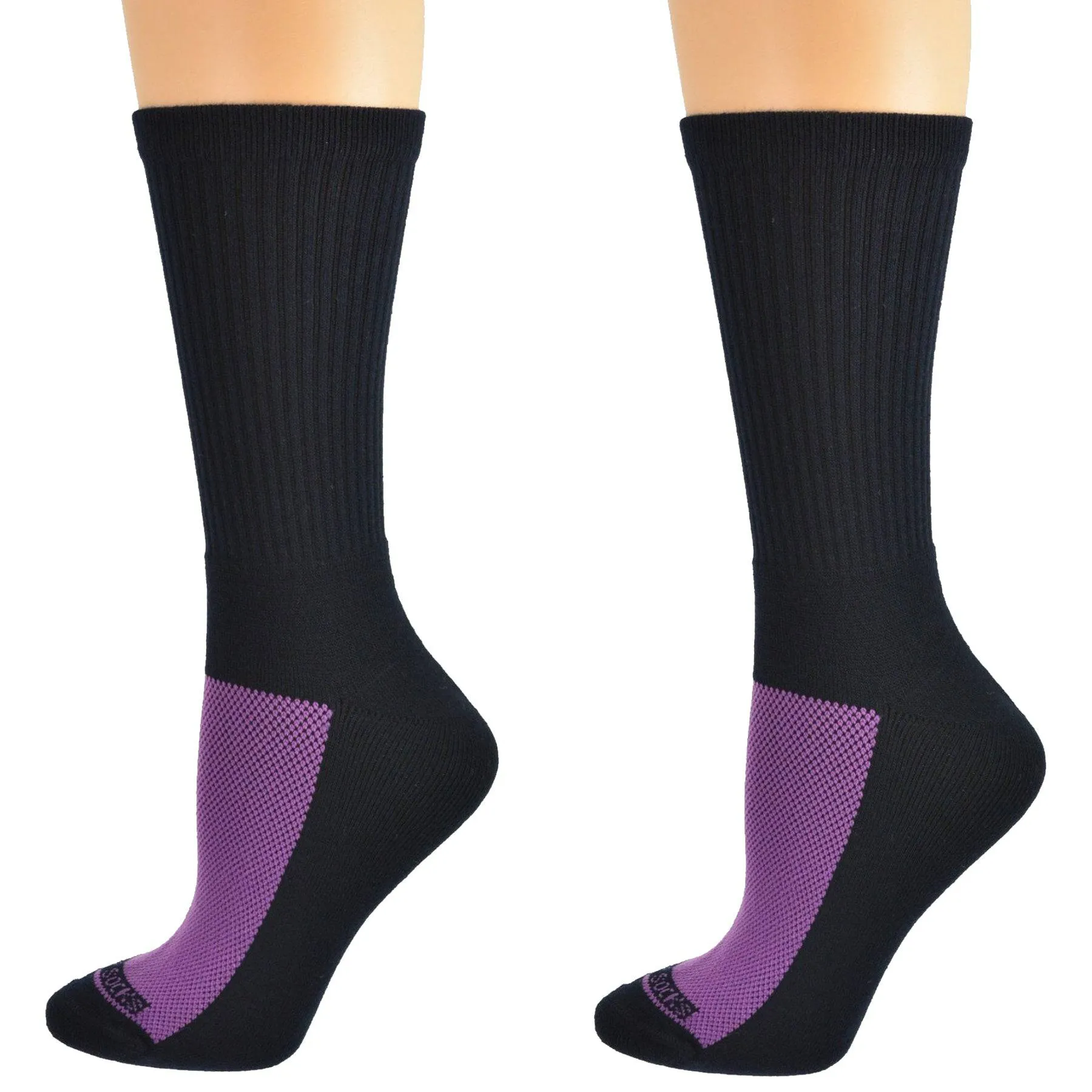 Women's Athletic Crew Socks, Colorful Cotton Athletic Cushioned Socks, 2 Pair Pack