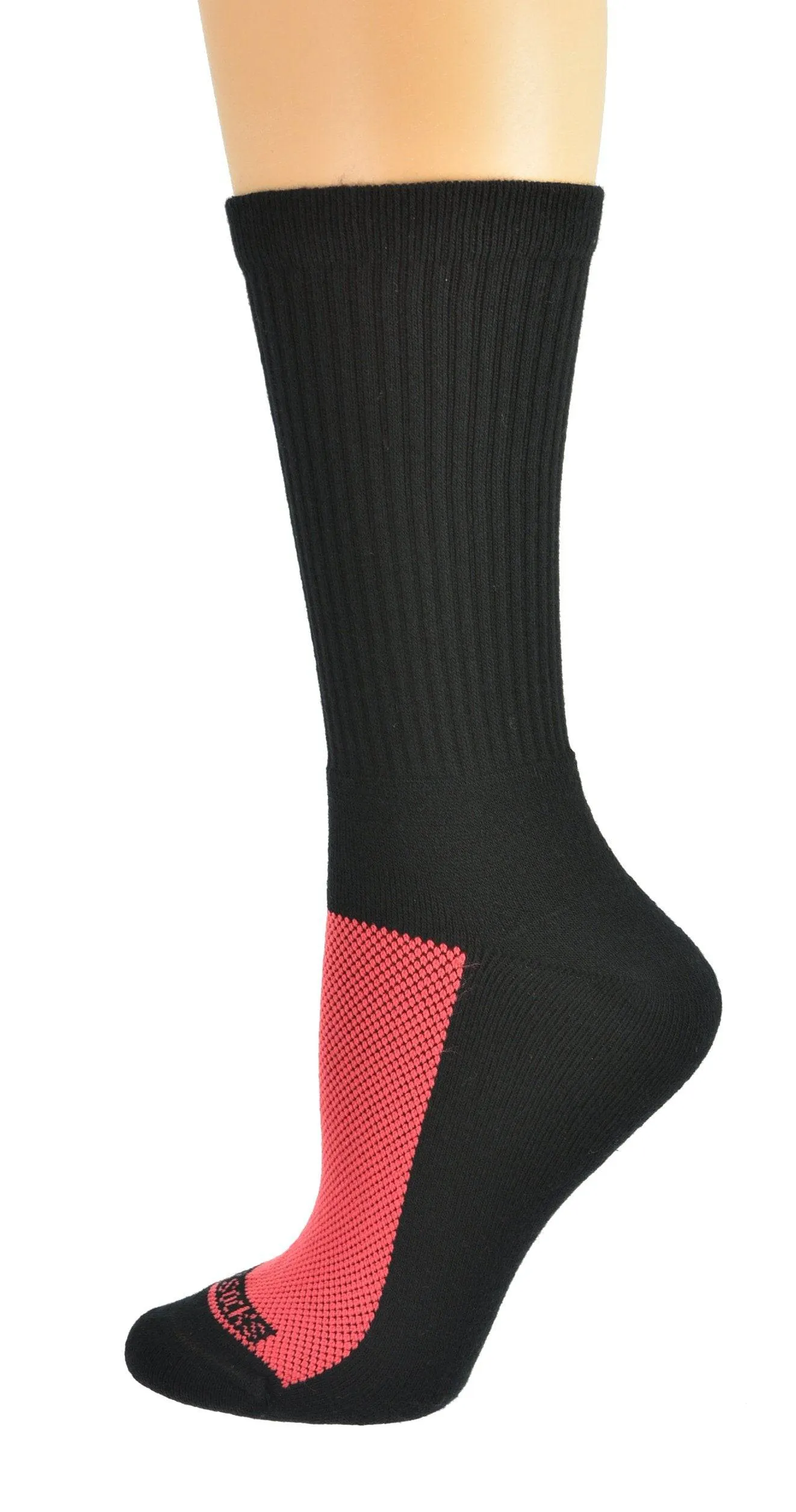 Women's Athletic Crew Socks, Colorful Cotton Athletic Cushioned Socks, 2 Pair Pack