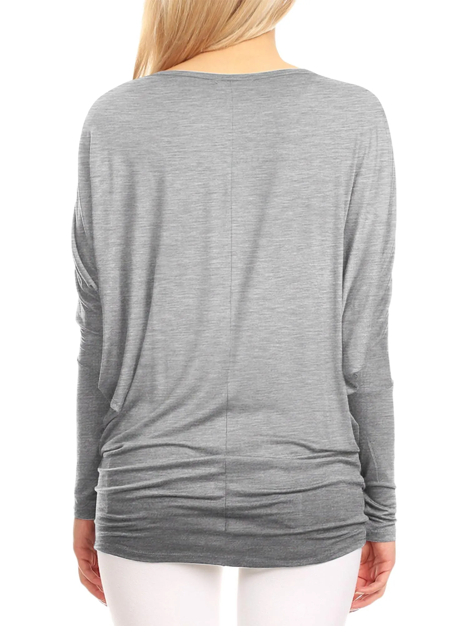 Womens Flowy Draped Long Sleeve Batwing Dolman Top