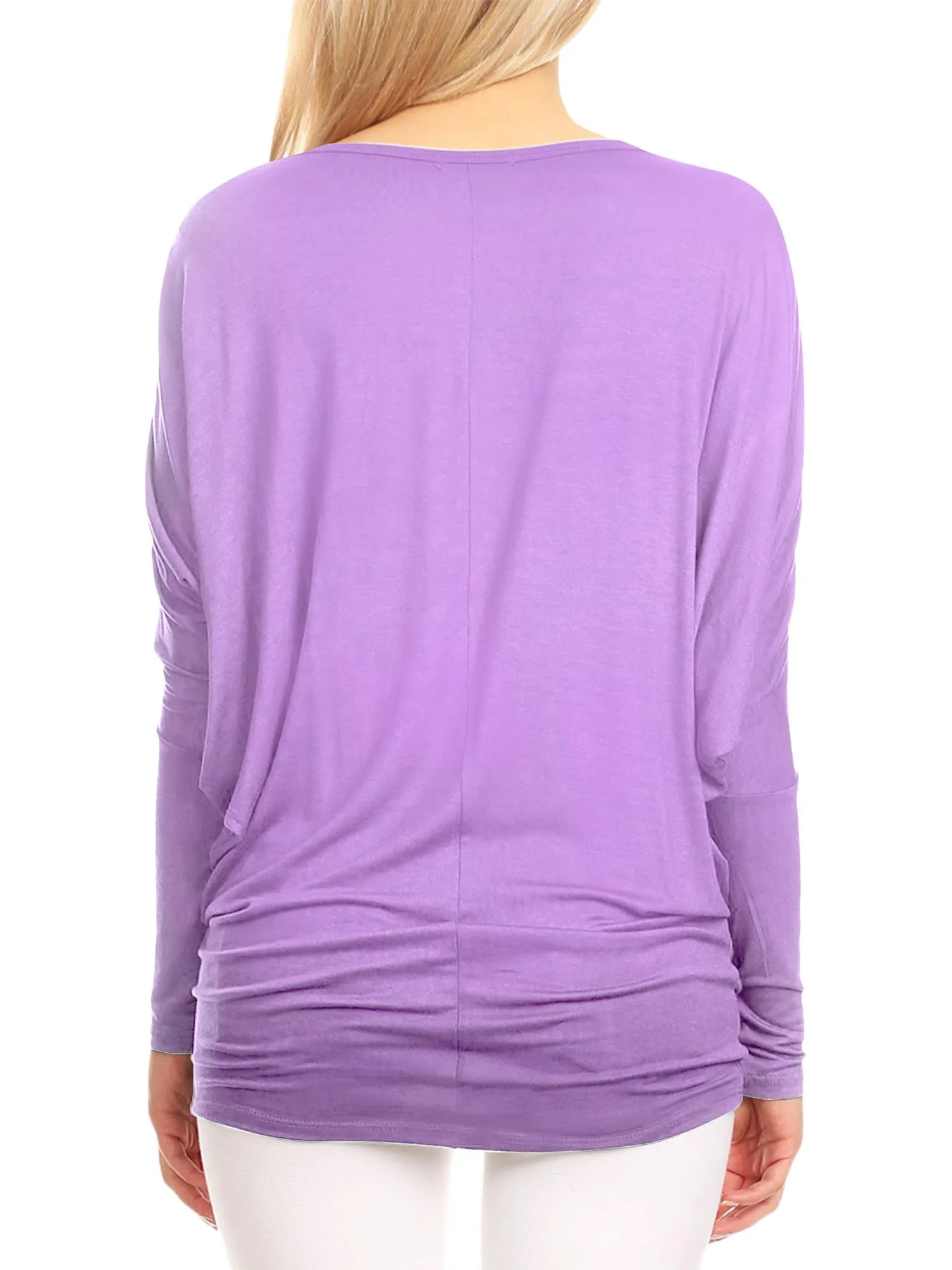 Womens Flowy Draped Long Sleeve Batwing Dolman Top