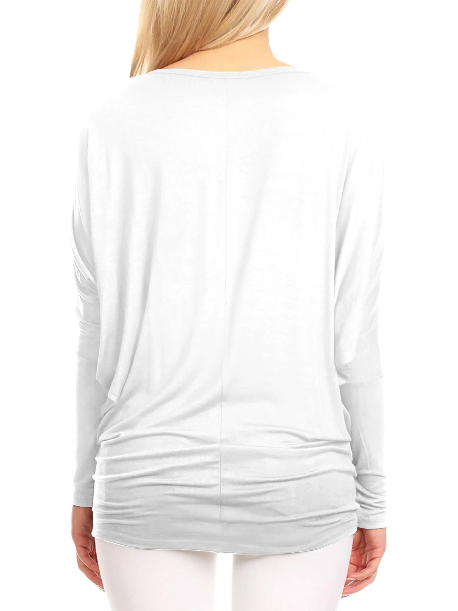 Womens Flowy Draped Long Sleeve Batwing Dolman Top