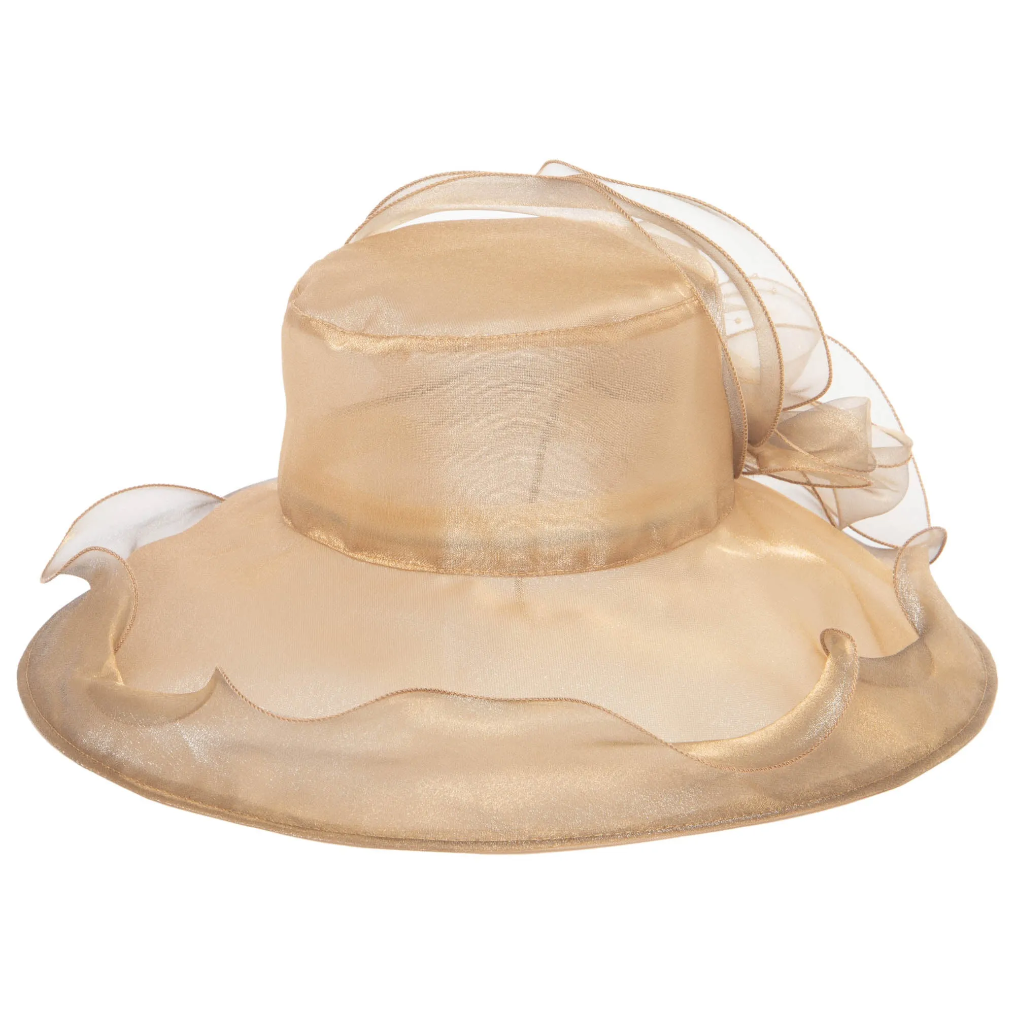 Women's Gold Organza Mesh Dress Hat