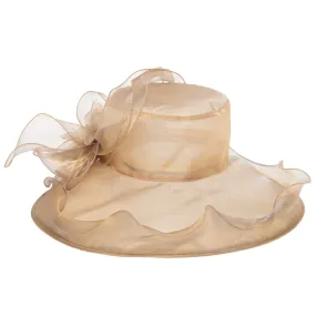 Women's Gold Organza Mesh Dress Hat